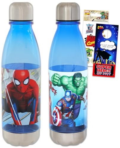 Marvel Avengers and Spiderman Stainless Steel Water Bottles for Kids- Bundle with 2 Marvel Avengers Reusable Water Bottles For Home, School, and Sports, Plus More | Spiderman Water Bottle