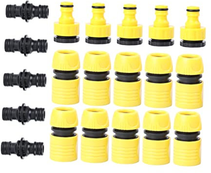 Happyyami 1 Satz ABS Wasserrohrverbinder-Set Tropfschlauch Wasserschlauchdüse Heavy Duty Ventil regentonne schlauchanschluss wasserleitung verbinder Schlauch-Schnellkupplung schnellverbinder