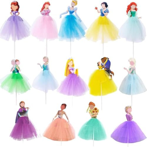 BXZGLHF 14pcs Princesses Cake Toppers,Princess Birthday Decoration,Princess Cake Decoration,Cute Girl Princess Cake Decoration Princesses Theme Party Supplies For Girls Fans Kids Birthday Party