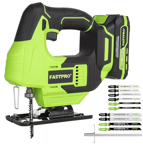 FASTPRO 20V Cordless Jig Saw Kit with 10pcs Blades & Laser Guide