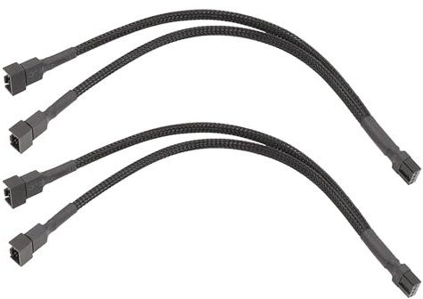 Lot de 2 câbles répartiteurs de ventilateur PWM 3/2/1 voies à 4 broches 24,9 cm avec manchon tressé pour ventilateur PC