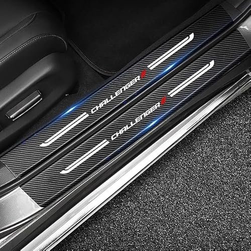 VIPOED 4 Stücks Einstiegsleisten Türschweller Für Dodge Challenger, Schutzfolie Starke Haftung Carbon Fiber Aufkleber