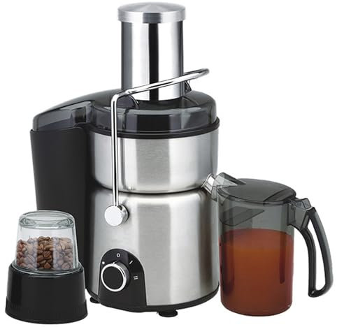 WUDLi Masticating Juicer, Stainless Steel Juicer, 1200W Fruit & Vegetable Press, Wide-mouth 75mm Feed Chute, 3-speed Adjustment