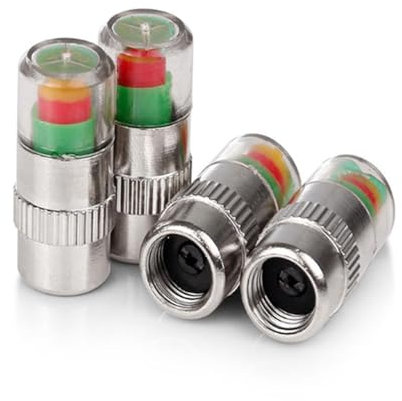 Addein 4 PCS Car Tire Tyre Pressure Monitor Valve Stem Caps, 3 Colors Air Valve Caps Warning Safety Case Cover Sensor Indicator, Tyre Valve Dust Cover Air Valve Caps