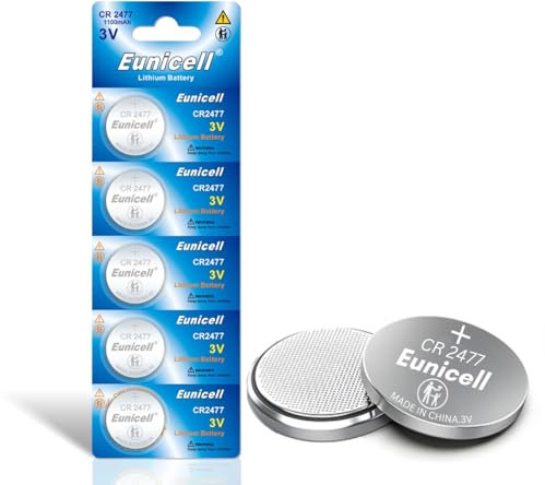 5 x Eunicell CR2477 3V Lithium Coin Cell Button Batteries For Apple Airtags, Key Fobs, Home Devices, Fitness and Medical Accessories