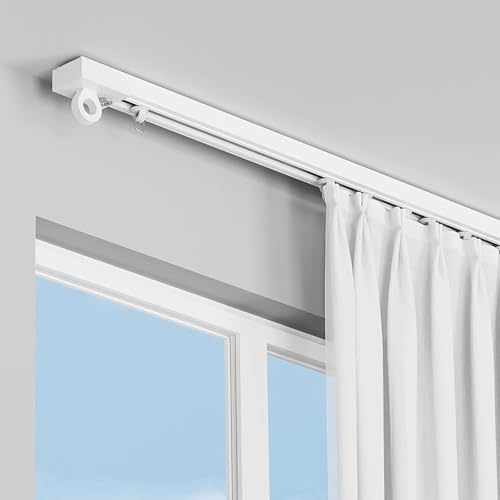 Vorhangschienen, Selbstklebende Gardinenschiene, Selbstklebend, Ohne Bohren, Raumteiler-Deckenschienen Für Vorhänge, Für Glatte Decken Oder Wände(Wall Mounted,510cm/16.73ft)