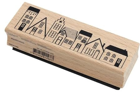 Artoz Stempel – Holzstempel – „Häuserzeile“ – 90 x 30 mm – Motivstempel zum Kartenbasteln für Weihnachten, Einladungen, Grüße