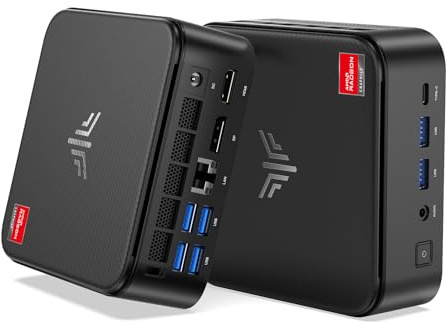NiPoGi E3B Mini PC ΑΜD Ryzen Embedded V2748(Max 4.3GHz, 8C/16T, migliore di 5825U/7730U), 16GB DDR4/512GB SSD, WiFi 6/BT 5.2/4K@60Hz Triplo Display(HDMI 2.0+DP 1.4+Type-C) W-11 Pro RJ45