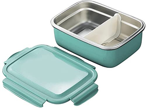 BDSHGRDH boîte à lunch, Boîtes à Bento boîte à déjeuner en acier inoxydable avec compartiment, boîte à déjeuner, boîte de petit déjeuner en métal for adulte(Green)