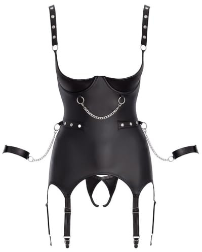 Cottelli Bondage Hosenträger-Shirt-Set Schwarz S
