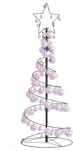AJJHUUKI Albero di Natale a LED con palline 80 LED, luce bianca calda, 120 cm
