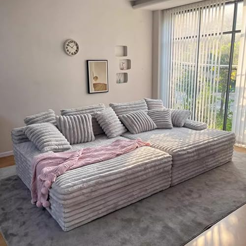XL Superb Graues Modulares Schlafsofa, PlüSchsofa/Couch aus Knochenlosem Stoff, Komprimiertes Sofa in Einer Box, Modulare Sofas füR das Wohnzimmer Gray