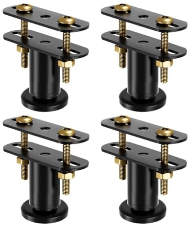 LUPATDY Lot de 4 Pieds de Lit Réglables en Hauteur de 8 à 12 cm - Kit de Renforcement pour Barre Centrale et Sommier à Lattes - Pieds de Support Robustes pour Cadre de Lit(Noir)