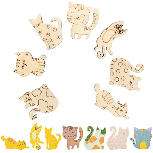 Ovanda 50 Stück Katzen Konfetti 7 Motiven für Geburtstag, Party & DIY | 50 Streuteile in 7 Katzenmotiven, 2–4 cm groß und bemalbar; für Tischdeko, Kindergeburtstag, Katzenparty und Bastelprojekte.