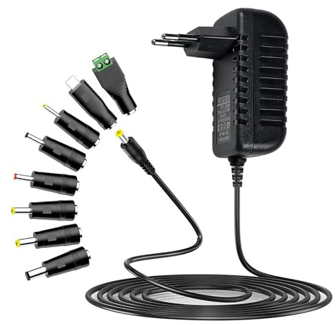 24V Netzteil 1A 24W,AC Adapter Netzteil 24V 1A,Universal AC220V zu DC24V 500mA 1000mA,mit 8 DC Steckeradapter,Adapter für LED Streifen CCTV Kamera,Router (1000mA Max)