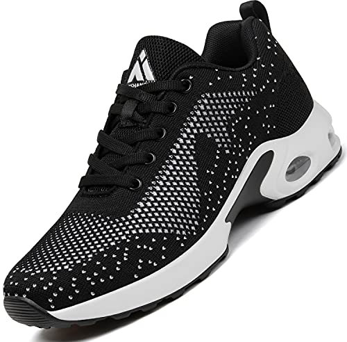 Mishansha Air Laufschuhe Damen Sportschuhe Dämpfung Walkingschuhe Frauen rutschfest Turnschuhe Leichte Straßenlaufschuhe Schwarz 282, Gr.38 EU