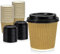 Fit Meal Prep 50 Pack 4 oz Insulated Ripple Triple Wall Paper Coffee Cups with Black Lids, Premium Disposable, Brown To Go Anti Slip for Hot Beverage, Christmas, Travel, Office