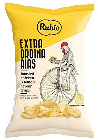 Rubio Chips, Grillhähnchen Zitrone, Spanische Kartoffelchips, Chipstüten, Snack, vegan, glutenfrei, 110 g