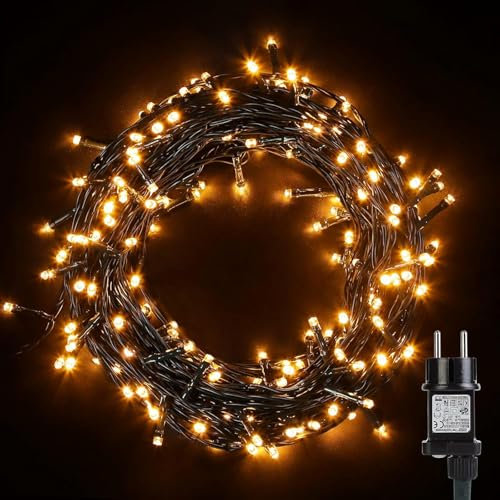 Avoalre 100er LEDs Lichterkette 10M LED Weihnachtsbeleuchtung Außen mit EU Stecker 8 Modi Wasserdicht Lichterkette für christbaum Weihnachten Garten Party Geburtstag Hochzeit, Warmweiß Lichterkett