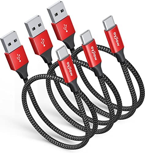 eyjiew [0.5m,3-Stück USB C Kabel Kurz, USB Typ C Ladekabel QC3.0 3A Schnellladekabel Nylon Typ C Datenkabel für Galaxy S21 S20 S20FE S10 S9 S8 + Plus, A10e A20e A21s A51 A52 A70 A71,Pixel XL