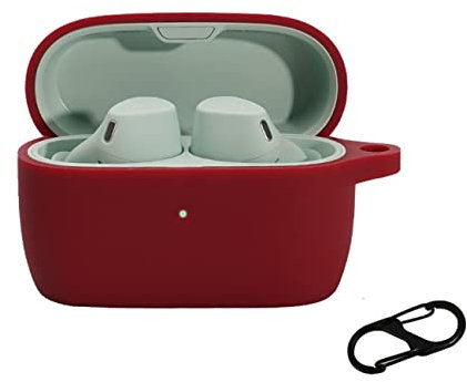 BoLuo Case for Jabra Elite 4 Active with Carabiner, Silicone Anti-fall Earphone Cover Skins Pounch,Protective Cover Shockproof Shell for Jabra Elite 4 Active TWS Wireless Bluetooth Earphone (wine)