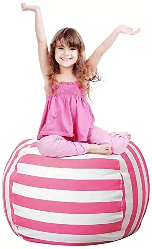 ZHDECOR Lazy Sofa Stofftier-Aufbewahrungs-Sitzsack-Stuhl-Abdeckung - Waschbare Sitzsäcke - Füllbarer Sitzsack mit Reißverschluss zum Organisieren von Plüschtieren für Jungen und Mädchen,Rosered-M