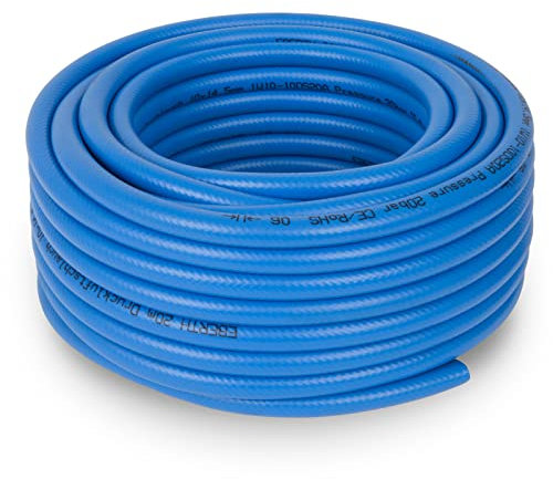 EBERTH Tubo per aria compressa 20m, tubo per compressore con diametro 10mm x 14,5mm (interno x esterno) e pressione di esercizio di 20 bar, accessori per pistole ad aria compressa senza attacco
