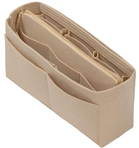 DailyPlus - Organiseur de sac à main en feutre avec fermeture éclair, porte-clés pour sac à main fourre-tout, beige, taille M fin