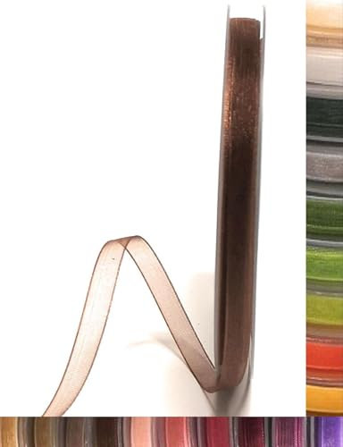 s.dekoda Schleifenband 50m x 6mm Braun - Kastanie Organza Chiffon Geschenkband Organzaband [1350-132]