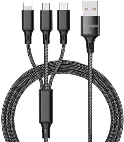 Perkin 3 in 1 charging cable 3 in 1 USB Cable Adapter Multi Cable Nylon USB Cable Fast Charging USB/C to Type C/ios devices