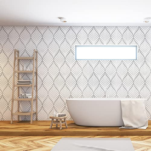 JOLIHOME Geometrische Muster Moderne Minimalistische Tapete Silberne und Weiße Wasserdichte Selbstklebende Vinyltapete für das Badezimmer Wohnzimmer Schlafzimmer Küche Aufkleber 44,5x1000cm