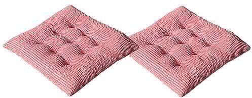FANSU 40cm Stuhlkissen mit Bändern 2er Set,Jacquard Samt Solide Farbe Garten Sitzkissen Set Stuhl Kissenauflage Stuhlauflage Sitzpolster Sitzauflage Gartenkissen für Bürostuhl, Küche (Rosa)