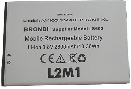 L2M1 Batteria per Brondi Amico Smartphone XL Smartphone Android Supplier Model S602 Li-ion 3.8V 2800mAh 10.36Wh