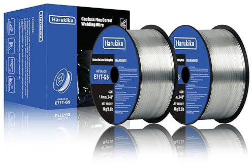 HARUKIKU Fülldraht 1.0mm 2x1KG - E71T-GS Schweißdraht für Fülldraht Schweißgerät ohne Gas, Drahtrolle D100, 2 Rollen