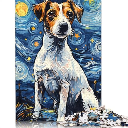 Holzpuzzle 1000 Teile Jack Russell Terrier Nachtpuzzle Familienspiel Puzzles Erwachsene und 1000 Teile (75 x 50 cm)