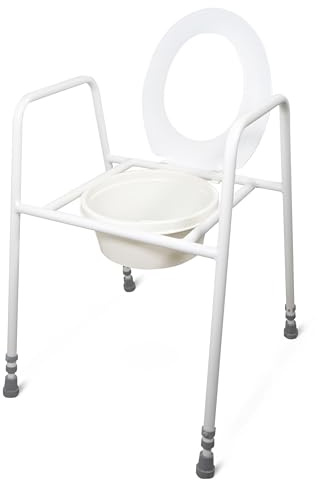 Aidapt Toilet Safety Frame with Seat.Lightweight Aluminium,Clip On/Off Seat,6 Height Settings,Delivered Assembled,Easy Adjustment,Non-Slip Feet,Aid for Elderly,Mobility,Commode,Toilet Surround Safety