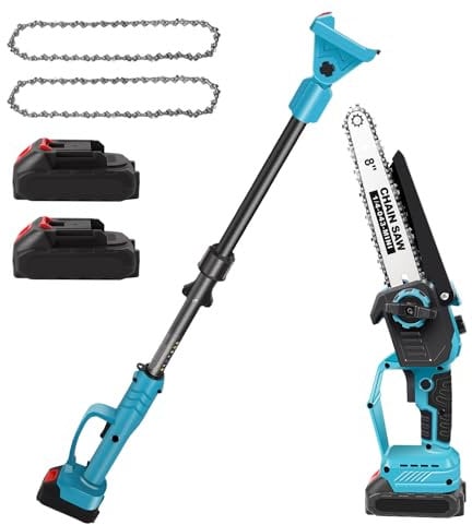 Batteria ad alta velocità da 8 pollici per Makita 21 V, motosega telescopica senza spazzole, 2 in 1 Mini 8 pollici e telescopio elettrico, altezza di lavoro fino a 4,5 m (2 batterie)
