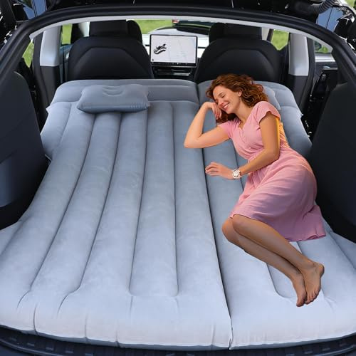 Canareen Auto Matratze, SUV Luftmatratze, Verdickte Auto Luftmatratze Camping Aufblasbett für Kofferraum/Hintersitz, Aufblasbare Matratze für ModelY/SUV/RV/Minivan Reisen/Camping/Zuhause/Outdoor Grey