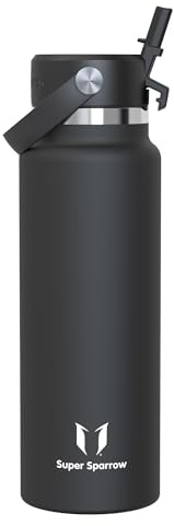 Sparrow Borraccia Termica 500ml/750ml/1L - Borracce Bambini con Cannuccia | Bottiglia Senza BPA & Perdite, Lavastoviglie, Caldo & Freddo, Scuola,Sport,Viaggio - SwivelSip Borraccia Tappo Flex Cannuccia