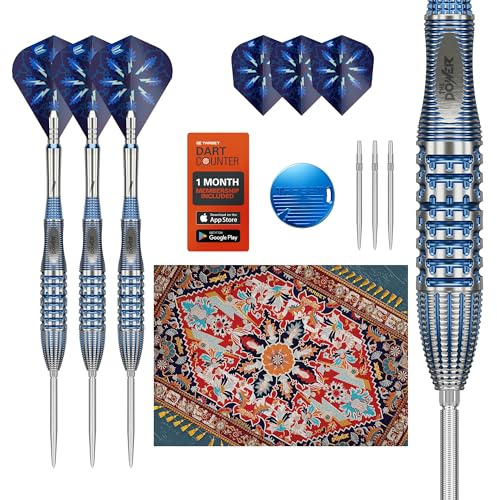 Target Darts Phil Taylor Steeldarts Gx2-Dartpfeil-Set, 22 g | 95-%-Tungsten-Dartpfeile, Pro Ultra No. 6-/Vapor S-Flights und Power-Titan-Schäfte, silberfarbene Swiss Nano-Points und SP-Tool inkludiert