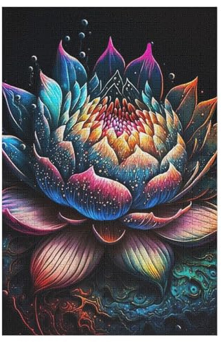 Lotus Flower Puzzle Für Erwachsene,1000-teiliges Puzzles, Für Kinder,Holzpuzzle,Lernspielzeug, 78×53cm