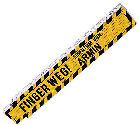 Zollstock mit Namen Armin und Motiv - Finger weg! Eigentum von Armin - für Männer | Metermaß | Glieder-Maßstab mit Namen bedruckt | Viele Namen zur Auswahl