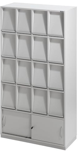 eurokraft | pro | Klappenschrank | mit 16 Klappen und Schiebetürschrank | HxBxT 1864 x 1000 x 420 mm