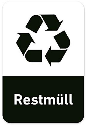 Recycling Aufkleber 8er Set Restmüll Mülltonnen Mülleimer (10x15cm)