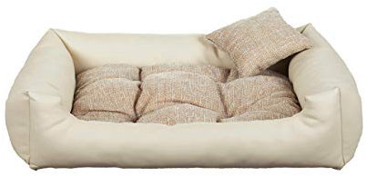 Gutekissen Hundebett aus Ökoleder Hundebett Hundesofa Hundeliege Hundekissen Kunstleder Hundeschlafplatz - Langlebige Materialien und hohe Qualität EKO (XS - 55x45, Creme)
