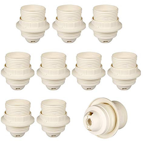 E27 Lampenfassung (PBT), Gewindefassung mit Einbauring Weiß (RAL 9003) 10 Stk.