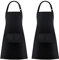 Jubatus Lot de 2 tabliers de cuisine avec 2 poches pour homme et femme, noir
