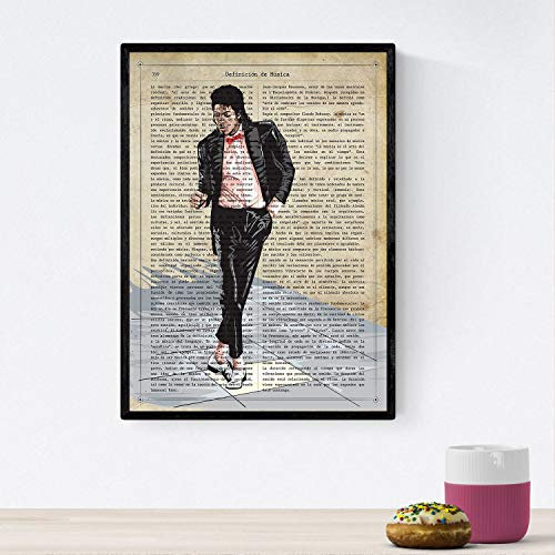 Nacnic Poster Michael Jackson. Blätter von wichtigen Zeichen. Poster Musiker, Schauspieler, Erfinder, Entdecker, ... Größe A4