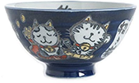 Japanese Imported Tableware Mino Yaki Lucky Cat Bowl Single Household Ceramic Rice Bowl Noodle Bowl Cute Soup Bowl,D