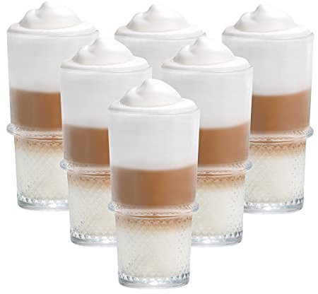 Vitrea 6er Set Latte Macchiato/Kaffee-Gläser - 350ml, 6 Glas Trinkhalme 23 cm, 1 Bürste (New York)